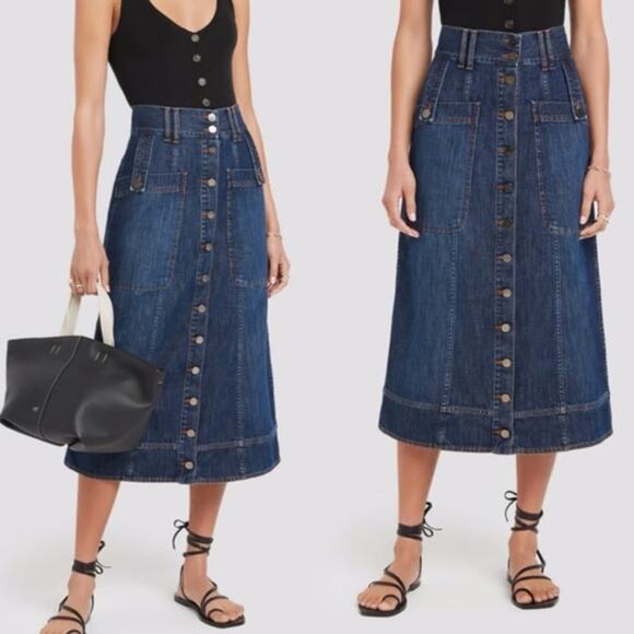 GOOP G. LABEL Maddy Denim Midi Skirt 24 XS - Picture 1 of 7